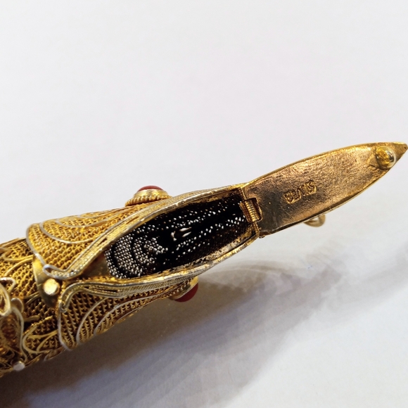 Antique 3 3/8" Articulated Fish Vermeil 800 Silver Chatelaine Perfume Pendant - Picture 8 of 9